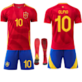 Miniatyrbillede 1 af 2: 2024 Europamesterskaber Champions  UEFA Europamesterskab Børnefodboldtrøje Kit Spanien Hjemme Nr.10 OLMO Hjemme L No.10