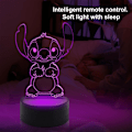 Miniatyrbillede 3 af 6: 3D Illusion Stitch Natlampe, Stitch Gaver 3D Led 7 Farve Smart Touch Bordlampe til Jul Stitch Gaver Børneværelse Dekoration Ferie Gaver Stitch