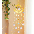 Miniatyrbillede 5 af 5: WJ123 Solfangere Krystal Vindklokker - Stor Sol og Måne Solfanger til Vinduer Hængende Prisma Krystaller Boho Hjem Have Baghave R Prism Sun