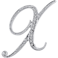 Miniatyrbillede 1 af 3: A-Z Initialer Brosche til kvinder, sølvbelagt metal rhinestone klar AAA+ krystal reversnål broche（1 stk）