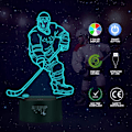 Miniatyrbillede 3 af 5: Hockey Natlampe til Børn, Led Lys 3D Optisk Illusion Lampe Soveværelse Dekoration Belysning Natlampe med Smart Touch 7 Farver, Cool G