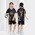 Miniatyrbilde 4 av 7: Real Madrid  Bellingham Barn Jersey Kit Borte Ungdom Vini Fotballdrakter Sett For Gutter Jenter Voksne 16 Black