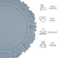 Miniatyrbild 3 av 7: Runda Underlägg i Konstläder, 15 Tum, 4-pack, Halksäkra, Hållbara, Värmebeständiga, Tvättsbara, Vattentäta Bordstabletter för Matbord Blue 4 pcs