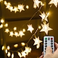 Miniatyrbillede 1 af 5: Batteridrevne stjernelyskæder, 10FT 30LED vandtætte fe-lys, batteridrevne julelys med 8 tilstande fjernbetjening og timer til indendørs