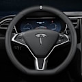 Miniatyrbild 1 av 4: Passar till Tesla Model 3/Y/Model X/S rattöverdrag - Tesla special D-formad (svart linje) med logotyp - 36cm/1 förpackning