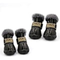 Pikkukuva 1 / 4: Koirakengät lämpimät saappaat talvi vedenpitävät liukueste nahka pentu tassu suojat Booties lumelle/jääpäällysteelle