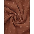 Miniatyrbillede 7 af 8: Kvinde Sommer Solid Farve Puff Korte Ærmer V-Hals Elastisk Talje Swing Ruffle A-Linje Midi Kjole (Mursten-Rød M)