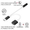 Miniatyrbild 4 av 5: Svart USB Typ-C till 3,5 mm ljudkabel Typ-C telefonladdningsadapter