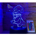 Miniatyrbild 1 av 2: 3D-stickad kreativ present fjärrkontroll touch färgglad USB skrivbordslampa Stitch 1 USB svart touch färgglad