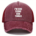 Miniatyrbilde 1 av 2: Unisex Baseball Cap I'M BOB GJØR BOB TING Trykt Vasket Pappahatt Ensfarget Slitt Justerbar Hip Hop Solhatter For Kvinner & Menn red