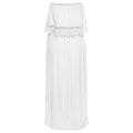 Miniatyrbillede 2 af 4: Sommerkjole til kvinder, strand, boho, stropløs, cover-ups, off-shoulder, blomstermønstret sommerkjole (hvid, M)
