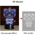 Miniatyrbild 6 av 6: 3D-lampa tecknad djur illusion nattljus lampa för barn pojkar flickor sovrum dekoration färgförändrande lampa USB+batteridriven födelsedag julklapp (get) getter