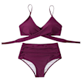 Miniatyrbillede 2 af 4: Damer Wrap Bikini Sæt Push Up Høj Talje Todelt Badetøj Split Slange Skind Print Badetøj til Svømning Vandsport (Lilla) M