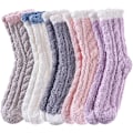 Miniatyrbilde 1 av 6: Myke Fuzzy Toesokker for Kvinner - Dyr, Myke, Varme, Søte, Mikrofiber, Koselige, Fluffy Vinterjulesokker (5 Par Ensfarget A)