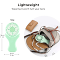 Miniatyrbillede 3 af 5: Personlig Halskæde Mini Ventilator 3000mAh Håndfri Bærbar Ventilator USB 3 Indstillinger, Sammenklappelig Elektrisk Køleventilator Håndholdt Ventilator Green