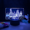 Miniatyrbillede 1 af 5: Qinwei Magic Academy Harry Potter Natlampe 3D LED Illusion Lampe til Børns Soveværelse Dekorativ Lampe -- Mønster O（Sort Sæde）