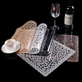 Pikkukuva 5 / 6: Muoviset vedenpitävät tabletit, 6 kpl, ruokapöydälle, pyyhittävät, pestävät vinyyli-PVC-kahvilatabletit keittiöön, ruskea C-browm Set of 6