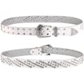 Miniatyrbilde 4 av 5: Dame Western Rhinestone Bling Cowgirl Hollow Lærbelte Studded Rhinestone Belte (Hvit)