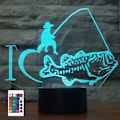 Miniatyrbillede 1 af 7: WJ 3D fiskeri fjernbetjening 16 farver natlys illusion akryl LED bordlampe sengebordslampe børn soveværelse skrivebord indretning fødselsdag gaver legetøj til børn