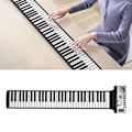 Miniatyrbillede 5 af 11: Blød silikone keyboard klaverrulle foldbar bærbar 61-tasters sort hvid med højttaler