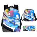 Miniatyrbild 1 av 4: SONIC ryggsäck Sonic grundskola ryggsäck 3-delad anime tecknad film ryggsäck axelväska pennväska Style F three-piece