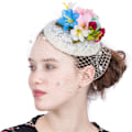 Miniatyrbillede 4 af 5: Festmiddag Bryllup Mesh Glamourøs Hat Damer Ny Millinery Fancy Blomst Bryllup Tiara Brud Damer Banket (Farve: Beige)