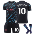 Miniatyrbilde 1 av 2: 2324 Manchester City 2 bortebarns fotballdrakt med sokker 10 GREALISH children' sizes20
