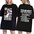 Miniatyrbillede 2 af 2: Trendy T-shirt til kvinder - 𝑻𝒂𝒚𝒍𝒐𝒓 grafisk t-shirt med rund hals, korte ærmer, trykt, oversized, strækbar, casual sommer-t-shirt, top med kort rund hals, koncer BLACK XL