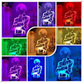 Miniatyrbilde 2 av 5: Anime Attack on Titan Akryl Bordlampe Kaptein Levi Ackerman Illusionsnattslys Figur 16 Farger s Sove for Hjem Romdekor K
