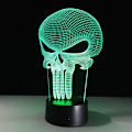Miniatyrbillede 3 af 4: Natlampe 3D Led Natlampe Punisher Kranium Multifarvet Pærelys 7 Farveskift Akryl 3D Hologram Illusion Skrivebordslampe til
