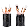 Miniatyrbillede 3 af 11: PU Læder Bærbar Makeup Børster Cylinder Holder Kosmetisk Organizer Etui Opbevaringsbeholder (Uden Spænde) Sort