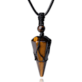 Miniatyrbillede 1 af 7: Helende krystalsten spids halskæde justerbar sort reb naturlige ædelsten vedhæng halskæder smykker til mænd kvinder 2Tiger Eye Stone