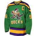 Miniatyrbilde 2 av 4: Herre Mighty Ducks 96 Charlie Conway 99 Adam Banks 33 Greg Goldberg Film Hockey Jersey Grønn 96  XXXL