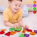Pikkukuva 5 / 5: Taaperoiden lelut, puiset Montessori-lelut, palapelit, muodon ja värin tunnistaminen, lajittelu ja pinoaminen, geometriset laudanpalikat lapsille