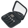 Miniatyrbilde 1 av 5: Yinow USB C til C lade- og datakabel med 3 adaptere integrert i lommespeil (svart)