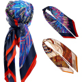 Miniatyrbild 1 av 7: 2-pack 35\" satinsilkesliknande hårscarf bandana lätta huvuddukar hals- och ansiktsscarvesöverdrag för kvinnor, fjäder