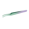 Miniatyrbilde 7 av 11: Lash Tweezers i rustfritt stål med stramt grep, buede pinsetter for vippeextensions, grønn lilla gradient
