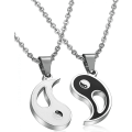 Miniatyrbillede 1 af 6: AVEKI 2 stk. rustfrit stål Yin Yang vedhæng halskæde til mænd og kvinder puslespil par halskæde, 22 tommer, ST-11