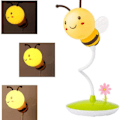 Miniatyrbild 1 av 7: Söt humla LED-skrivbordslampa touch-kontroll dimbar 3 ljusstyrkor och 360° flexibel svanhals ögonvård USB-laddningsbar (gul)
