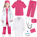 Miniatyrbilde 1 av 7: Doktor-kostyme for barn - Skrubb, ekte stetoskop, labfrakk, Halloween-kostymer, yrkesdagskostyme for jenter 3-12 år 9-11 Years Rose