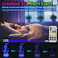 Miniatyrbilde 3 av 7: WJ 3D Illusion LED-lampe Superhelt 3D nattlys for barn 16 farger skiftende berøring og fjernkontroll dekorlampe for gutter jenter julegaver Spindelmannen