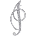 Miniatyrbilde 1 av 3: A-Z Initial Letters Brosje for Kvinner, Sølvbelagt Metall Rhinestone Klar AAA+ Krystall Slipsnål Brosjer（1stk）