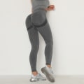 Miniatyrbild 4 av 5: Kvinnors sömlösa yoga-träningsbyxor med hög midja, löpning, magkontroll, sportleggings (mörkgrå, M)