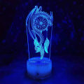 Miniatyrbillede 3 af 4: WJ 3D Vindklokke Drømmefanger Natlys Lampe Illusion Led 7 Farve Skiftende Touch Switch Lamper Akryl Flad ABS Base USB Kabel Legetøj (Bus)