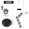 Miniatyrbild 6 av 9: Solcellsdrivna Vindspel med Paw Print för Utomhus, Hundar Katt Husdjur Pawprint Minnesvindspel, Vattentät Färgväxlande Solhängande Ljus