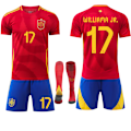 Miniatyrbild 1 av 2: 2024 Europamästerskap Champions  UEFA Europamästerskap Barn Fotbollströja Kit Spanien Hemma Nr.17 WILLIAMA JR . Hemma 22 No.17