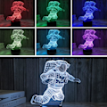 Miniatyrbillede 2 af 6: WJ 3D optisk illusion børnelampe, 3D nattelys senglampe 16 farver med fjernbetjening astronautlegetøj som en perfekt fødselsdag (farve: blå)