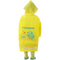 Miniatyrbilde 2 av 6: Barnerregnfrakk Barneponcho Barnerregntøy Barne Regndress Lett Regnklær Reflekterende Gjenbrukbar Med Hette, Dino Gul, XL