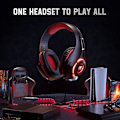 Miniatyrbillede 4 af 6: Gaming Headset til PS4 PS5 Xbox One Switch PC med støjreducerende mikrofon, dyb bas stereolyd (sort rød)-1
