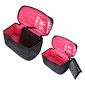Miniatyrbillede 9 af 11: Makeup taske multifunktionel pink indeni sort udenpå stor kapacitet bærbar mode bærbar nylon makeup vask opbevaringspose